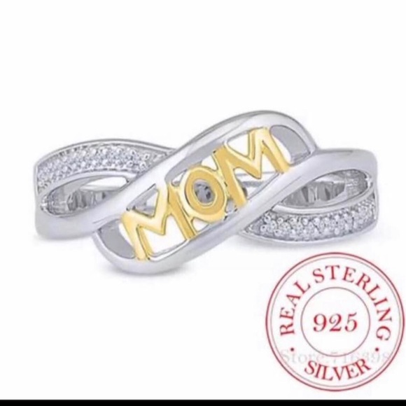 Jewelry - Sterling Silver and Gold 'Mom' Ring